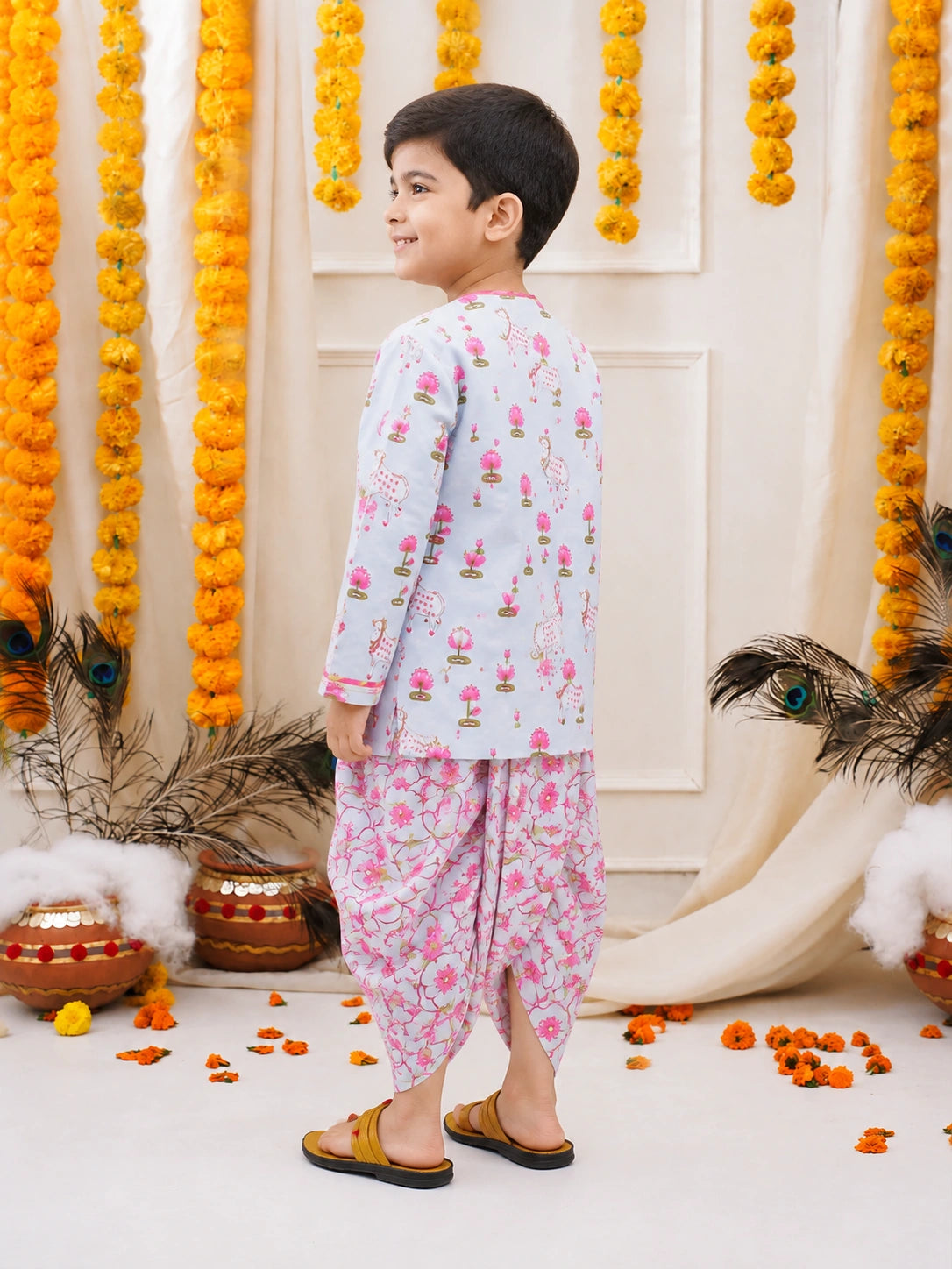 BownBee Full Sleeve Pure Cotton Kurta Dhoti for Boys