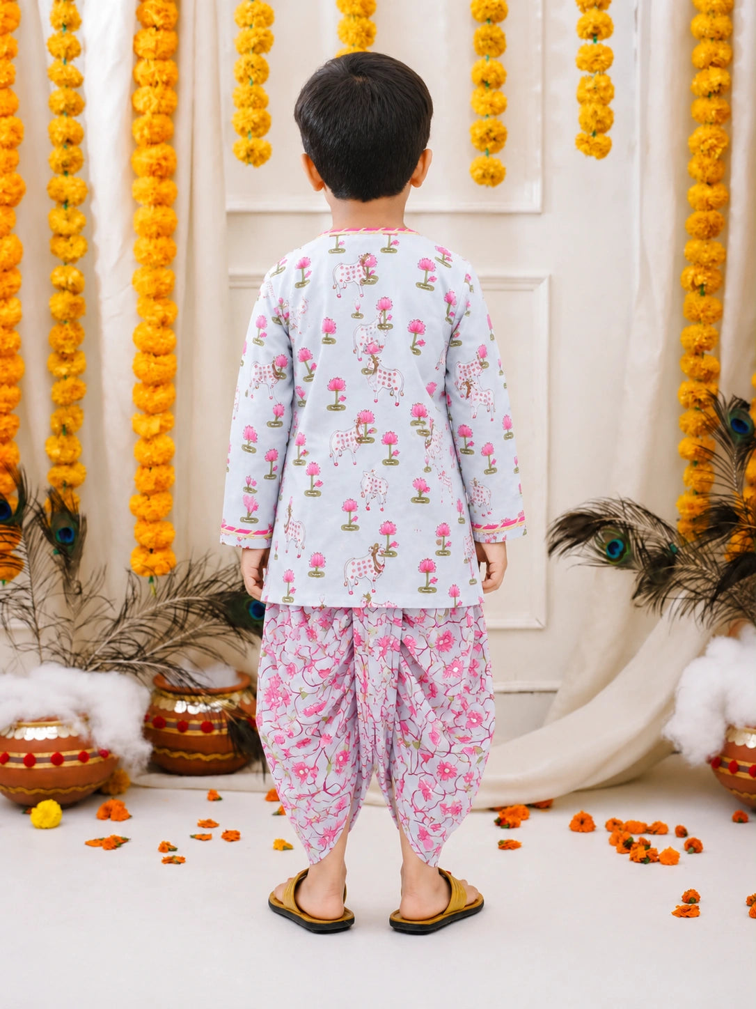 BownBee Full Sleeve Pure Cotton Kurta Dhoti for Boys