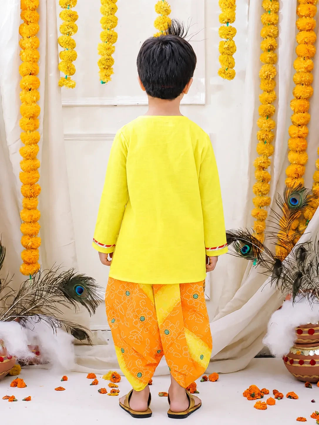 BownBee Embroidered Full Sleeve Kurta Dhoti for Boys