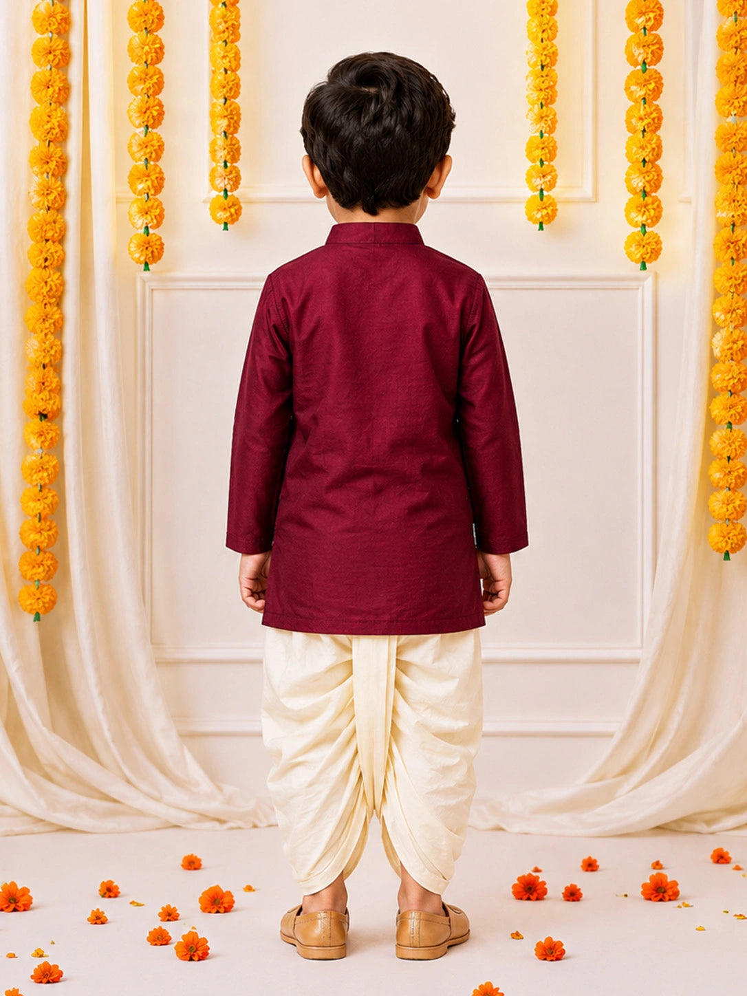 BownBee Fullsleeves embroidered Dhoti Kurta Set For Boys
