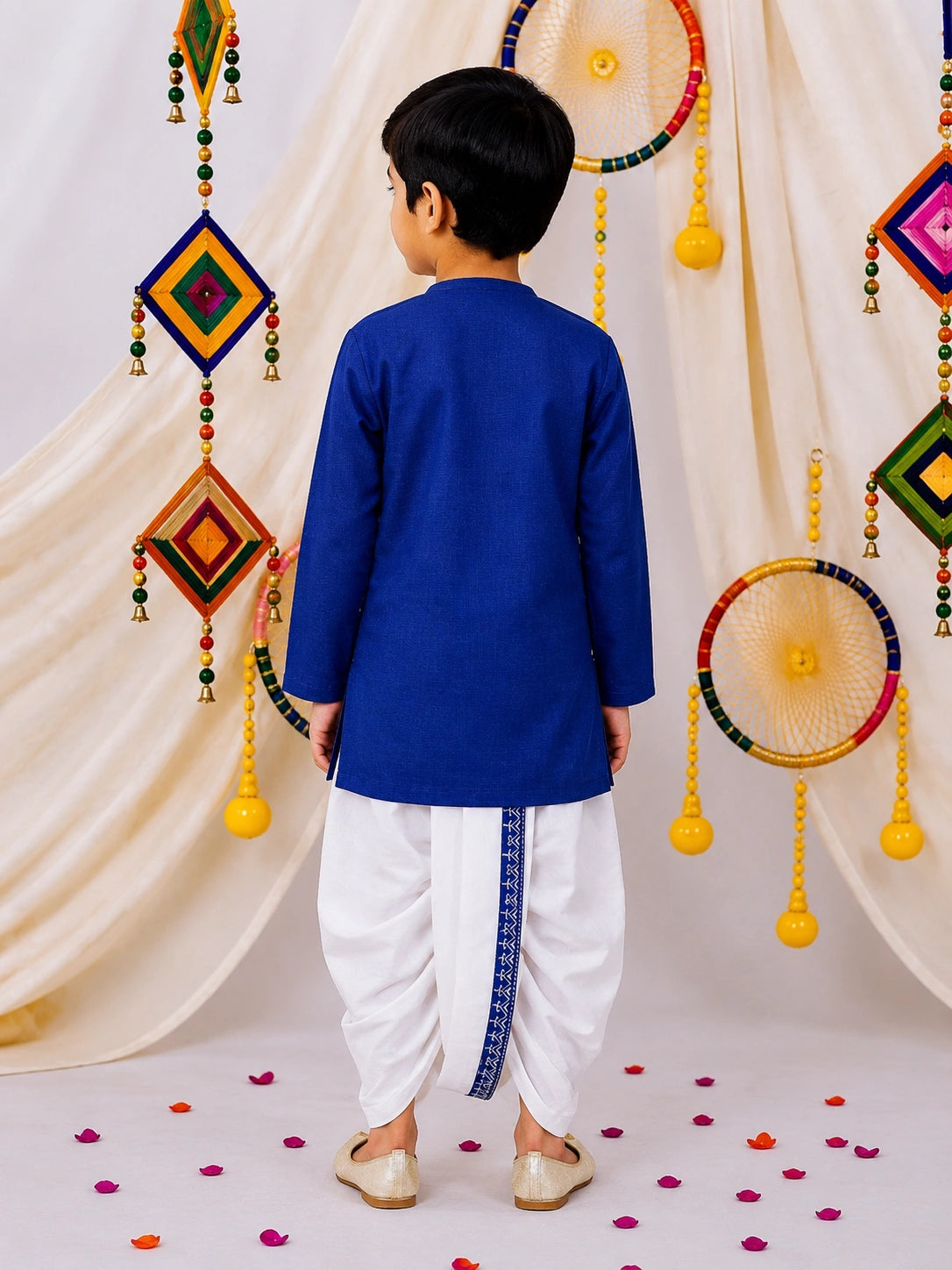 BownBee Embroidered Bengali Style Dhoti Kurta Set For Boys