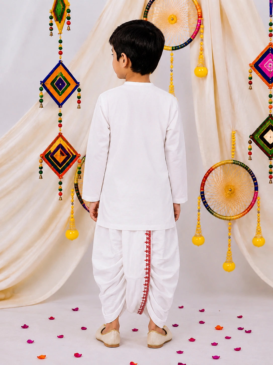 BownBee Embroidered Bengali Style Dhoti Kurta Set For Boys