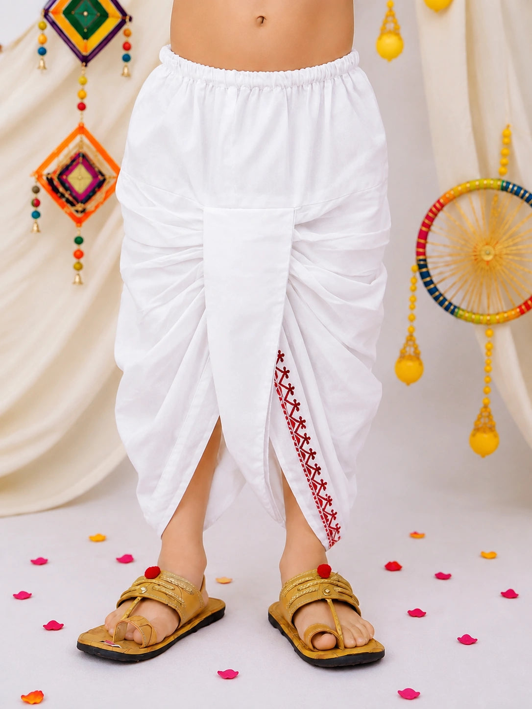 BownBee Embroidered Bengali Style Dhoti Kurta Set For Boys