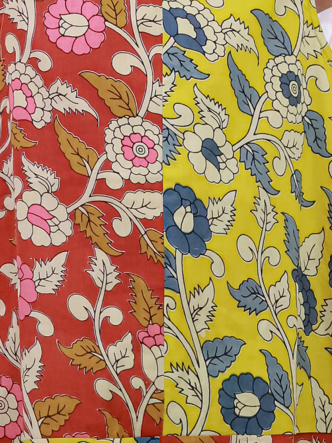 BownBee Pure Cotton Sleeveless Kalamkari Printed  Color Block  Summer Dress For Girls