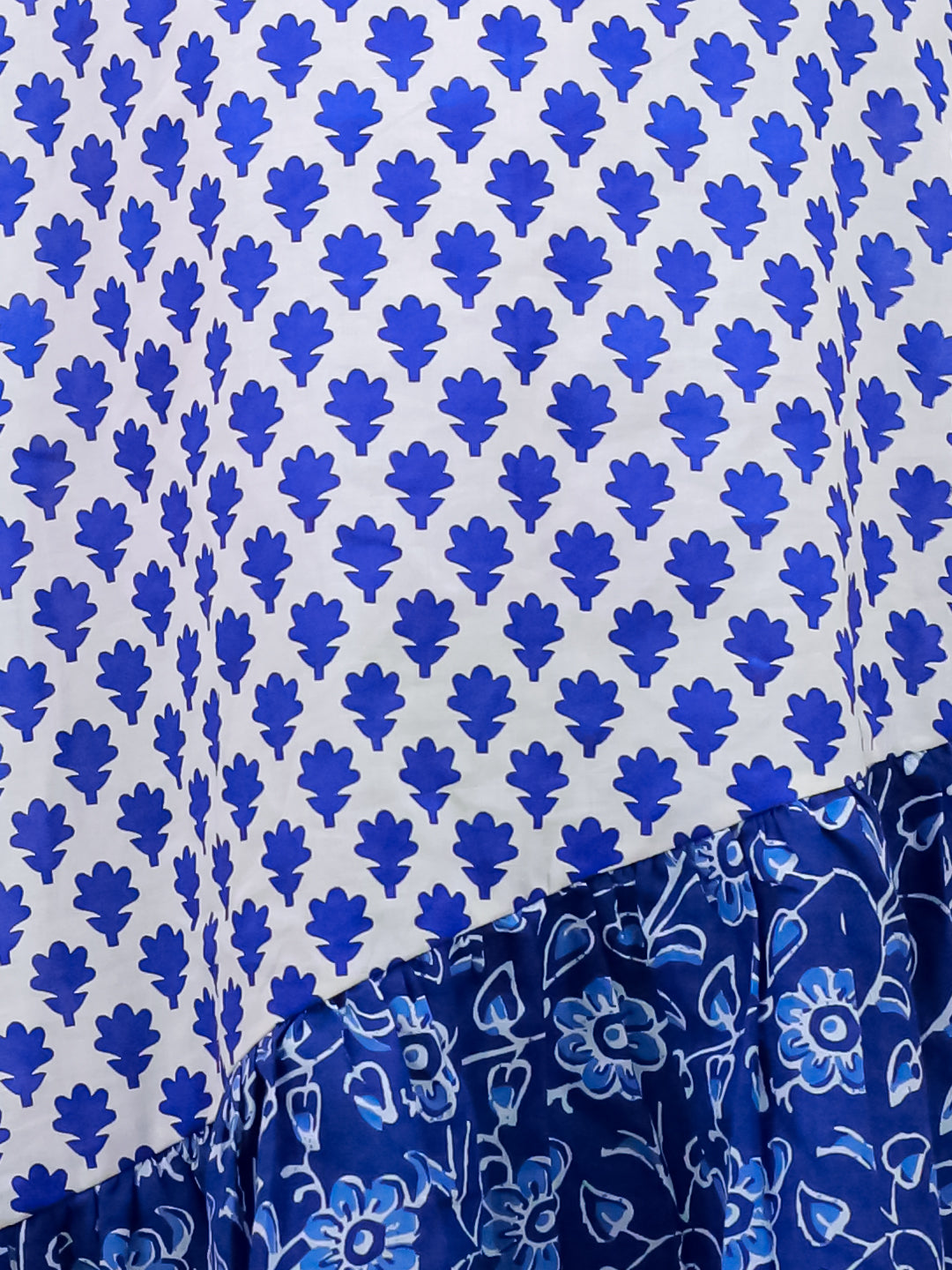 BownBee Pure Cotton Half Sleeves Printed  Color Block  Summer Dress For Girls - White