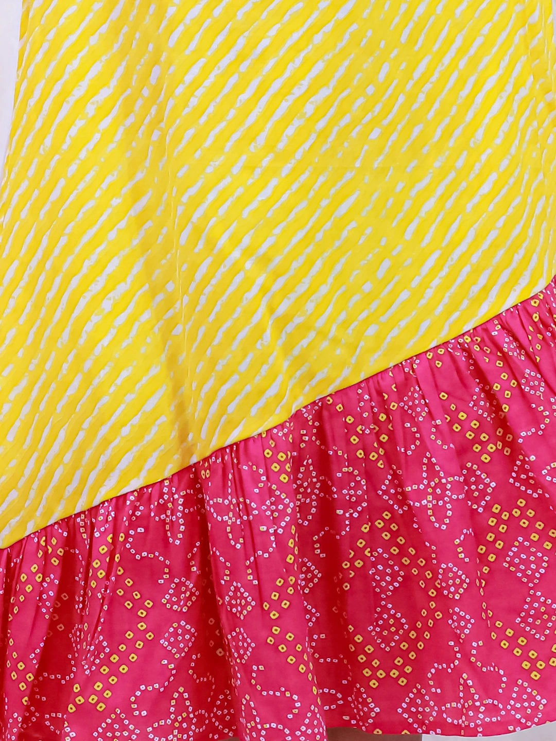 BownBee Pure Cotton Half Sleeves Printed  Color Block  Summer Dress For Girls