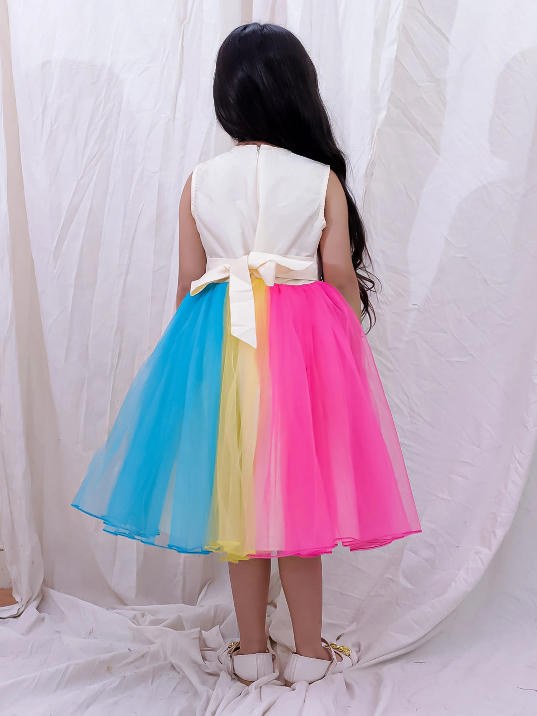 BownBee Sleeveless Multicolored Dress For Girls