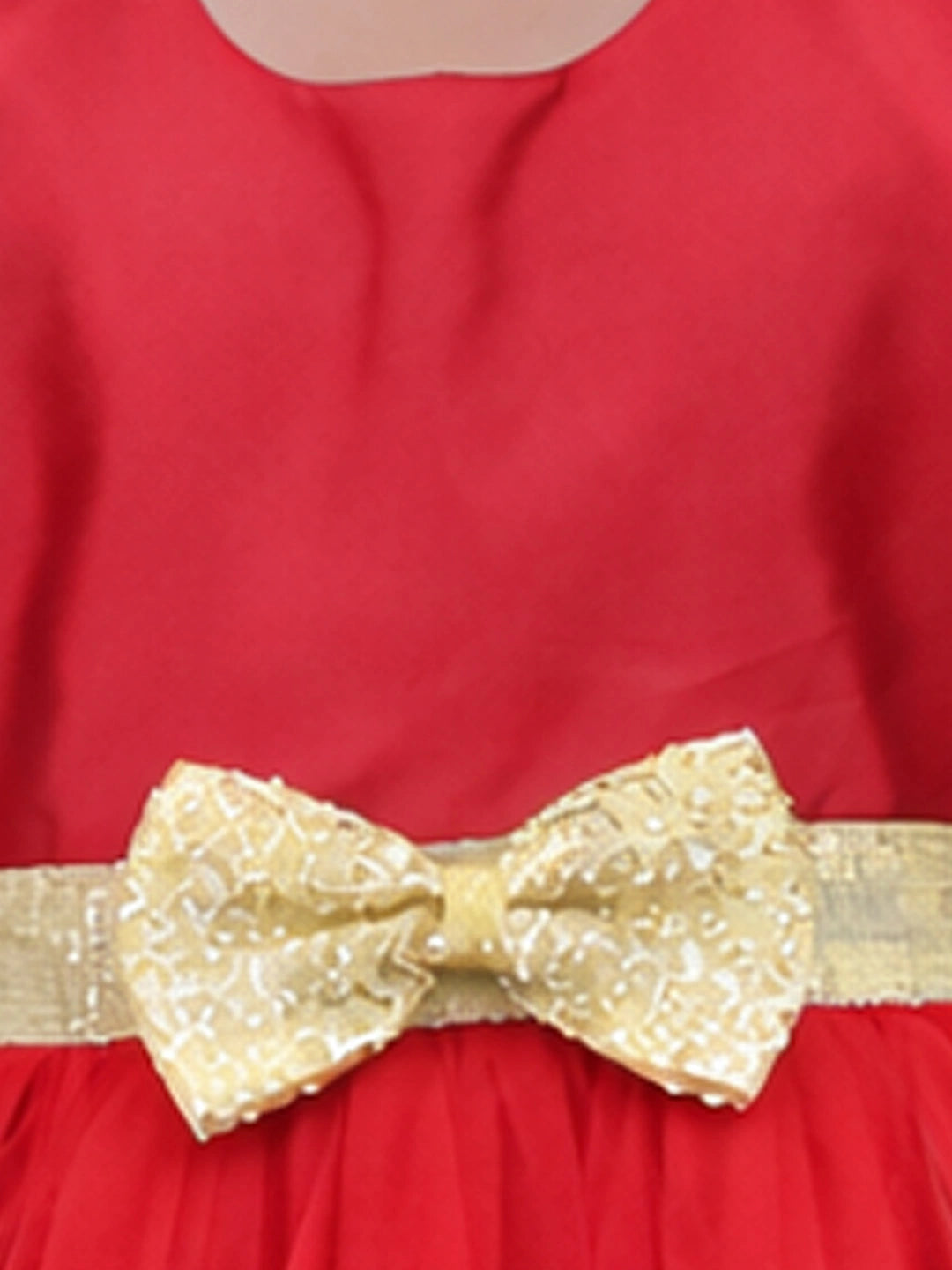 BownBee Sleeveless Taffeta Party Frock With Hairband For Girls