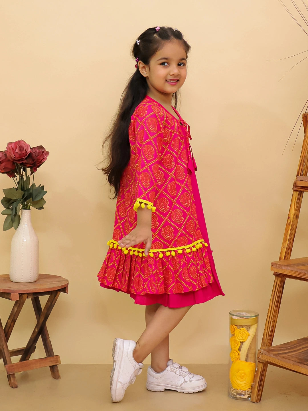 BownBee Pure Cotton Dresses With Long Shrug For Girls
