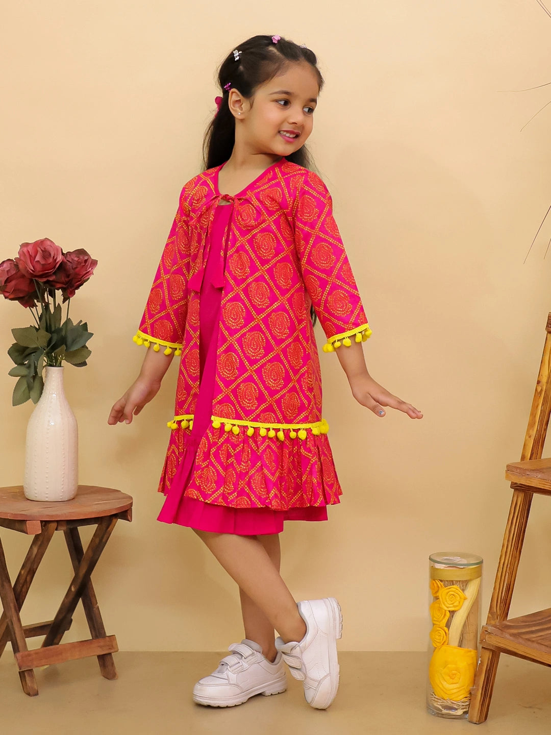 BownBee Pure Cotton Dresses With Long Shrug For Girls
