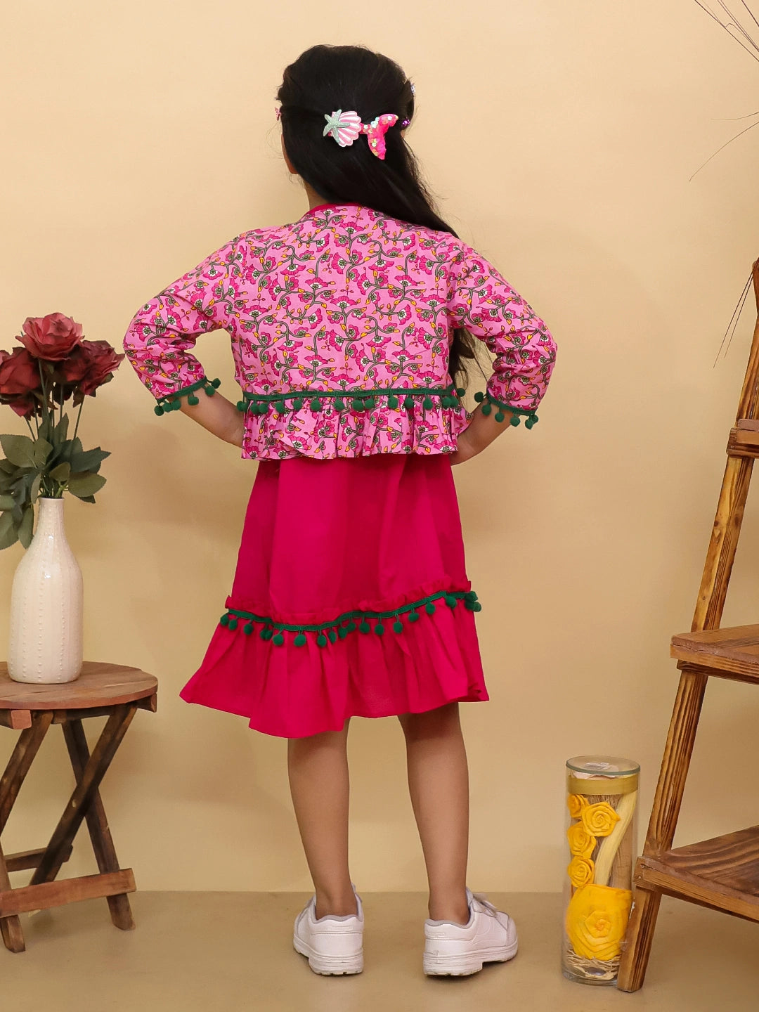 BownBee Pure Cotton Dresses With Short Shrug For Girls
