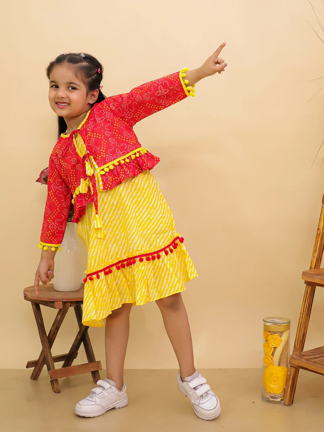 BownBee Pure Cotton Dresses With Short Shrug For Girls
