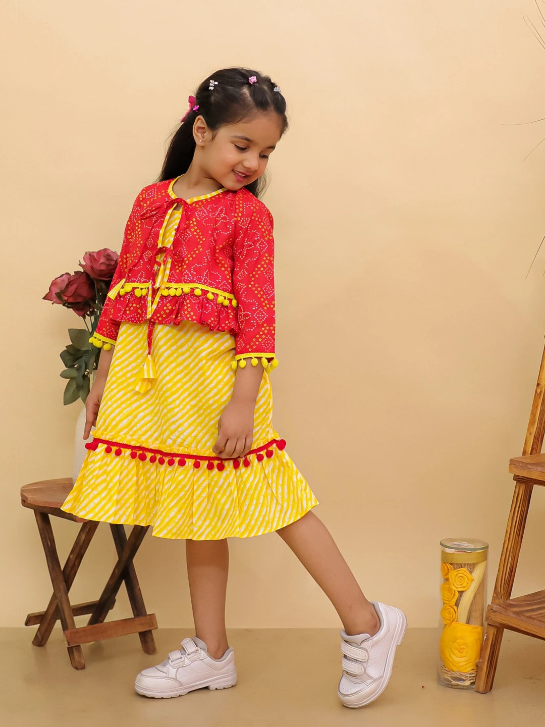 BownBee Pure Cotton Dresses With Short Shrug For Girls