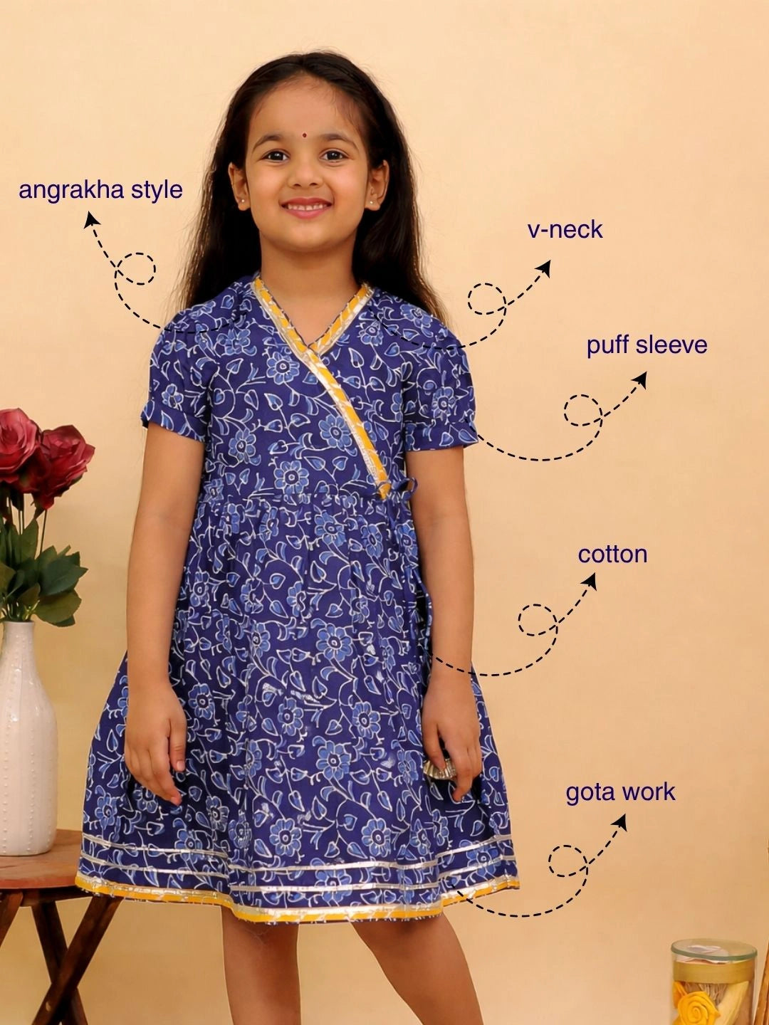 BownBee Pure Cotton Angrakha Dress For Girls