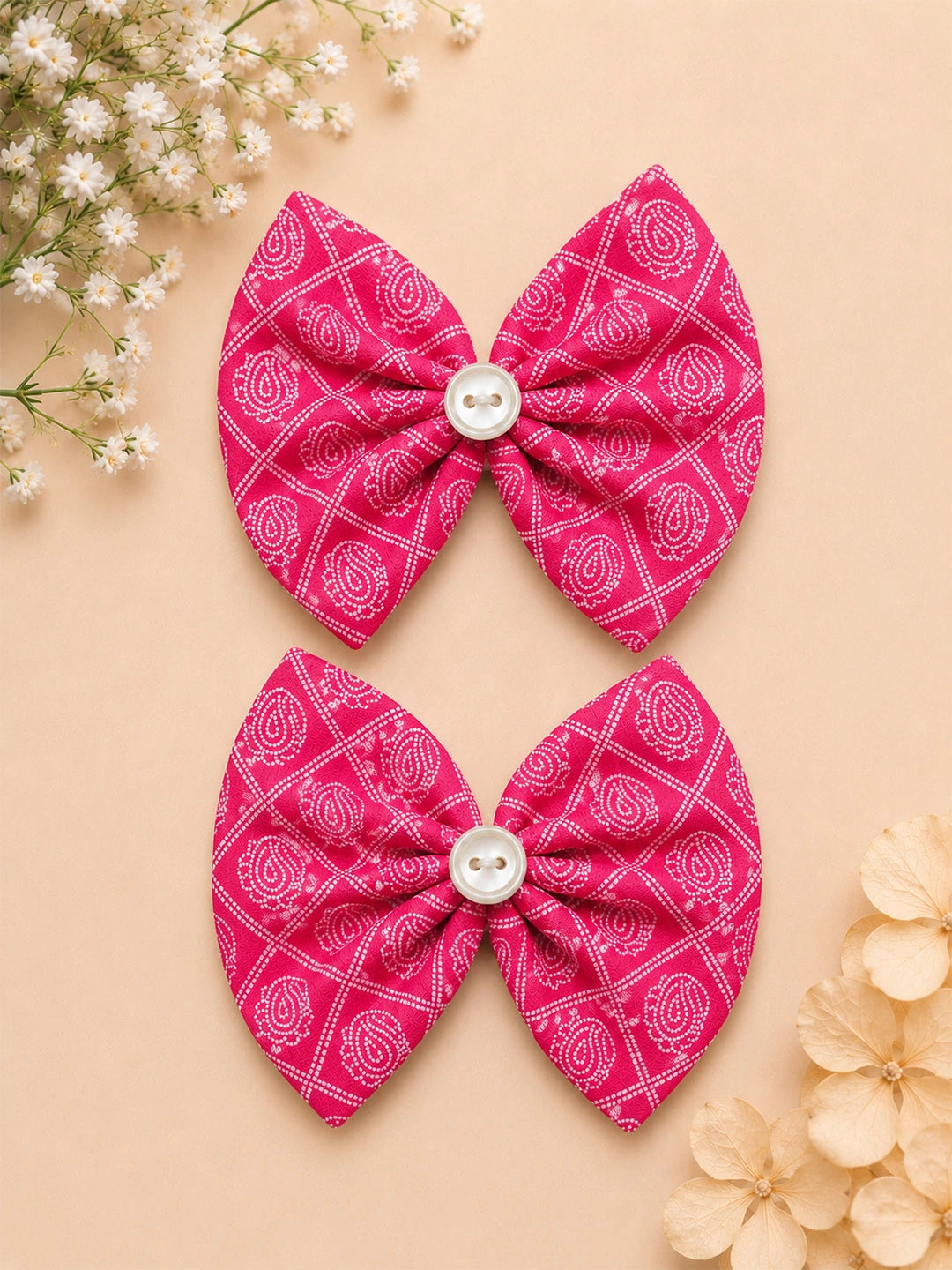 BownBee Printed Bow Tic-Tac pins For Girls