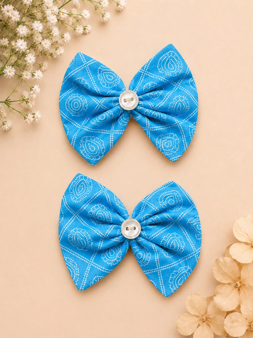BownBee Printed Bow Tic-Tac pins For Girls