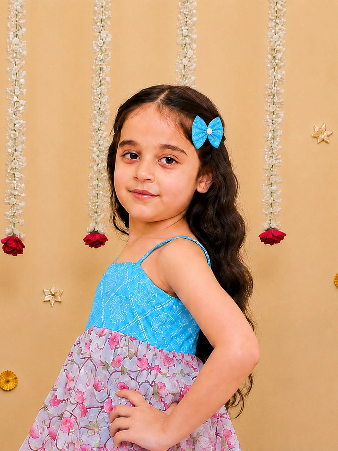 BownBee Printed Bow Tic-Tac pins For Girls