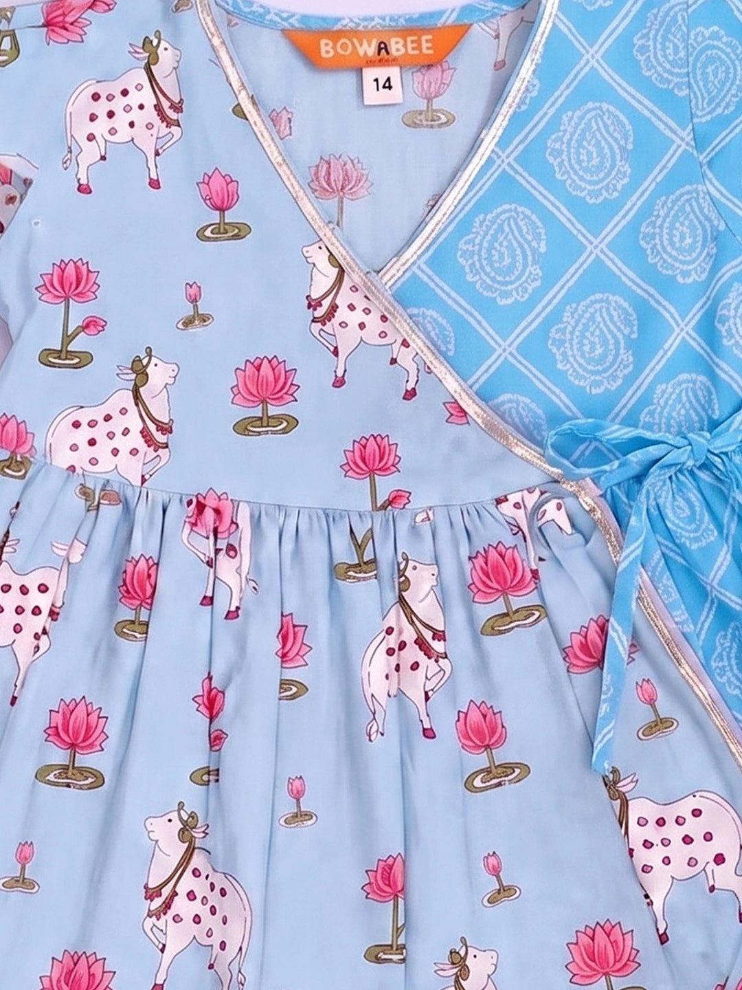 BownBee Pure Cotton Ruffle Sleeves Dress With Hairband For Infants