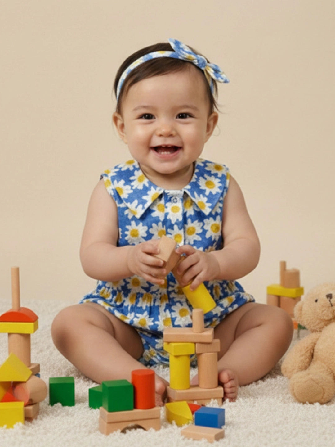 BownBee Pure Cotton Rompers With Hairband For Infants