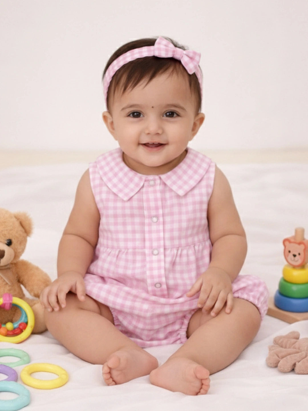 BownBee Pure Cotton Rompers With Hairband For Infants
