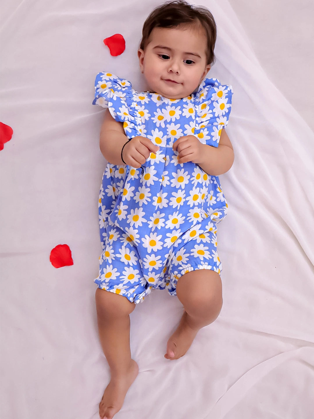BownBee Pure Cotton Rompers For Infants- Blue