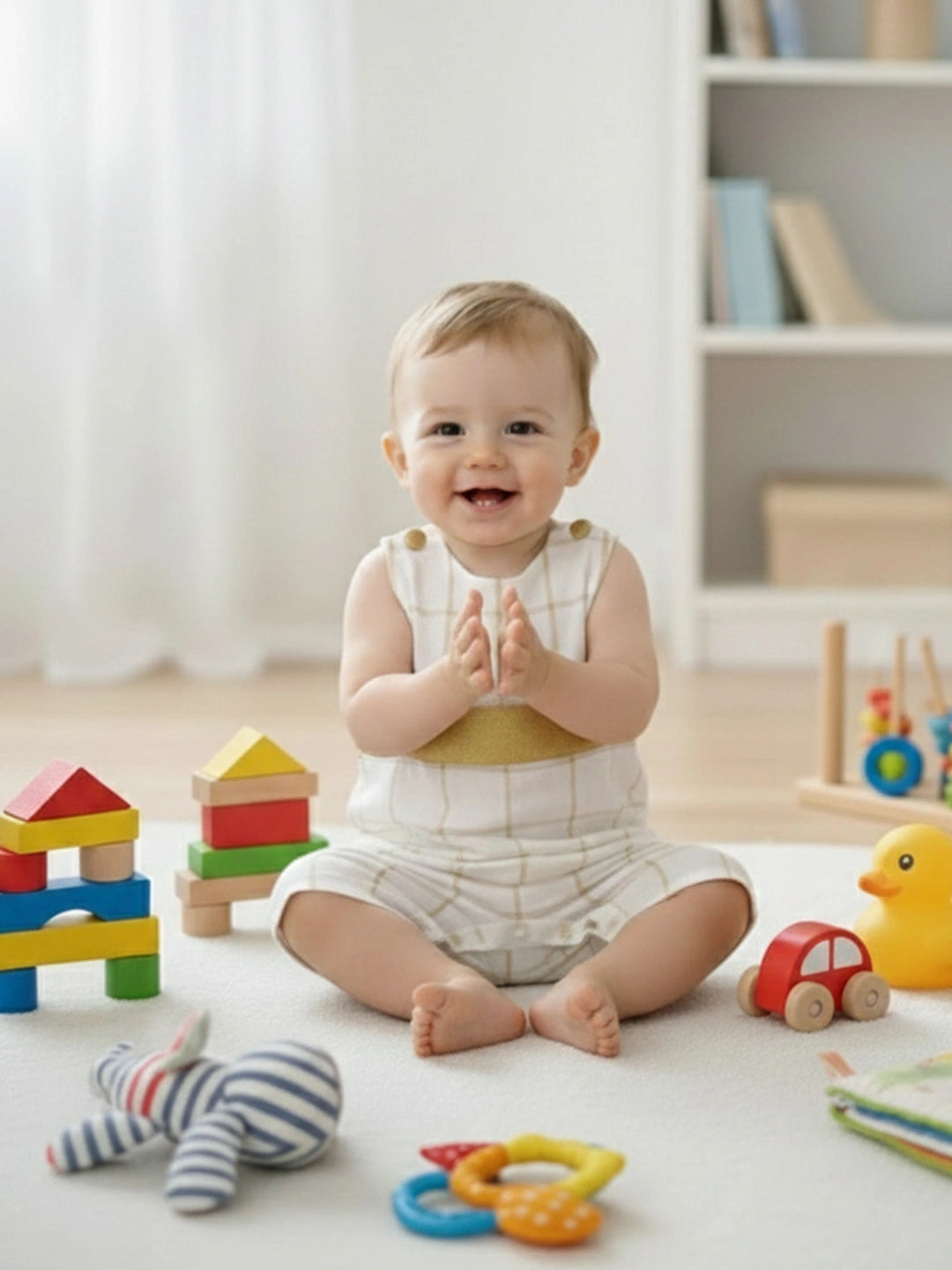 BownBee Pure Cotton Rompers For Infants- Off White