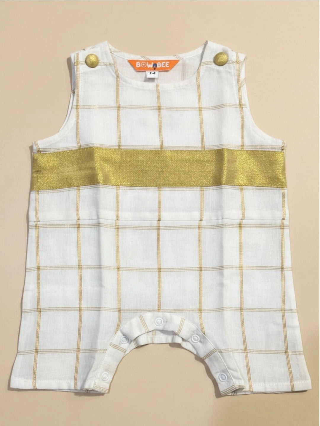 BownBee Pure Cotton Rompers For Infants- Off White