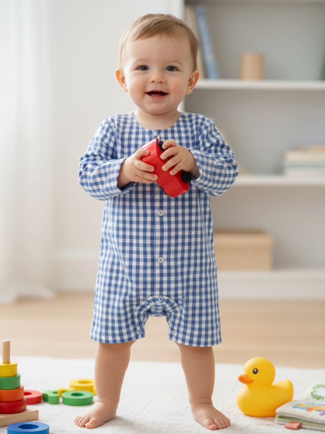 BownBee Pure Cotton Rompers For Infants- Blue