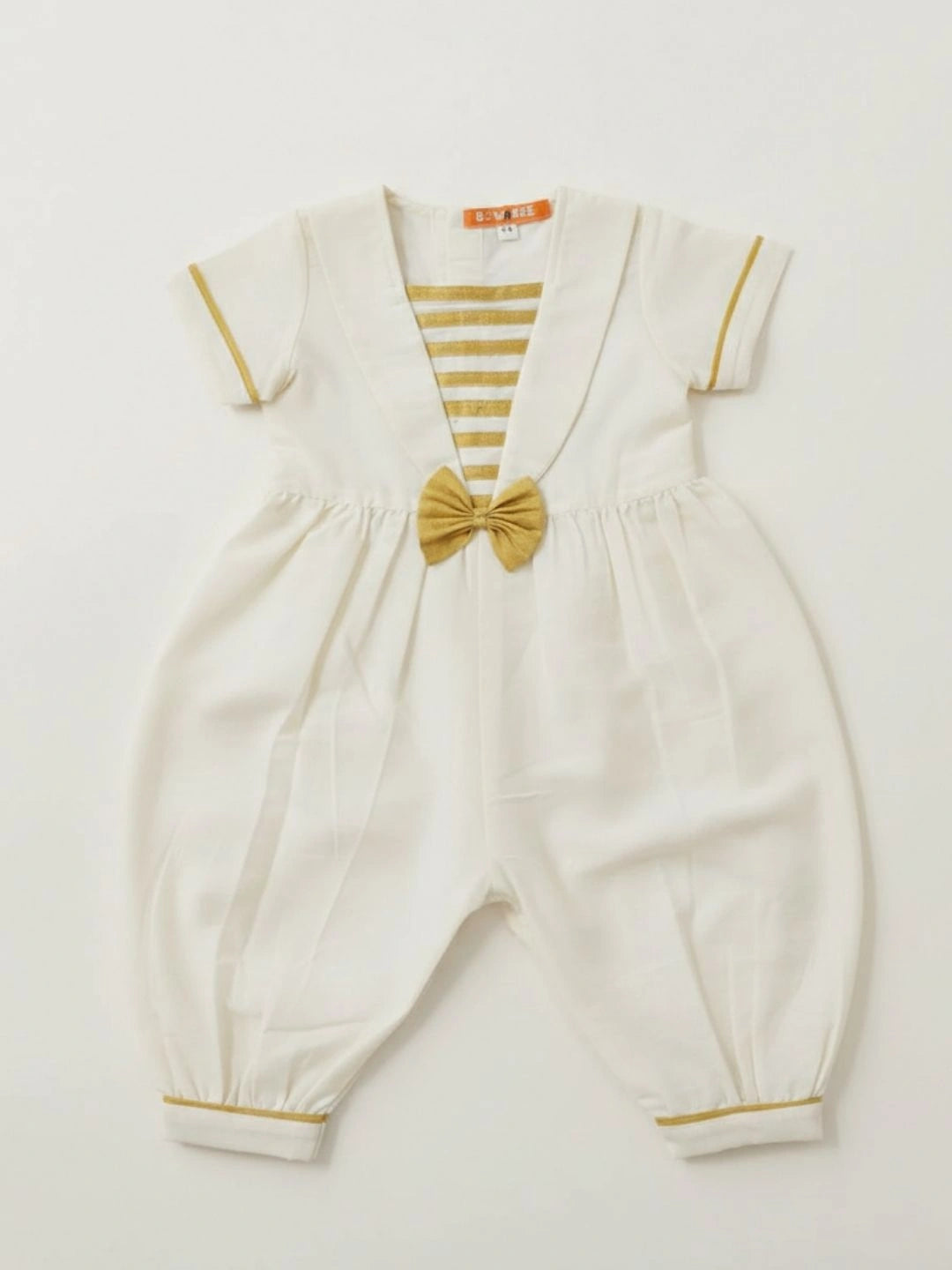 BownBee Pure Cotton Rompers For Infants-  Off White