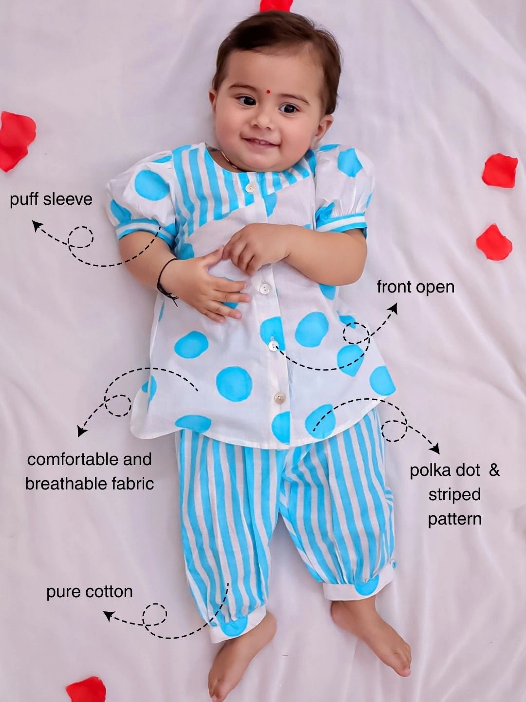 BownBee Pure Cotton Polka Dot Tunic With Harrem For Infant Girls