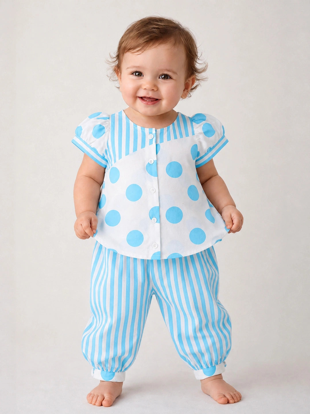 BownBee Pure Cotton Polka Dot Tunic With Harrem For Infant Girls