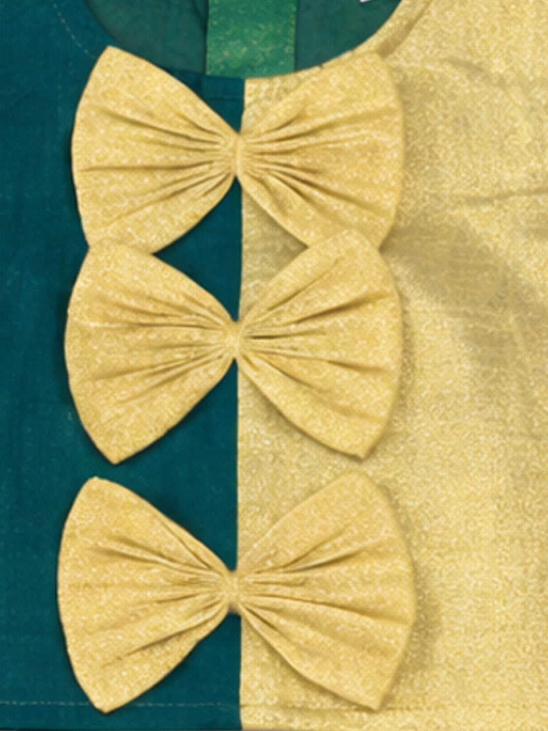 BownBee Sleeveless Chanderi Lehenga Choli With Hairband & Botties Set For Infant Girls- Green