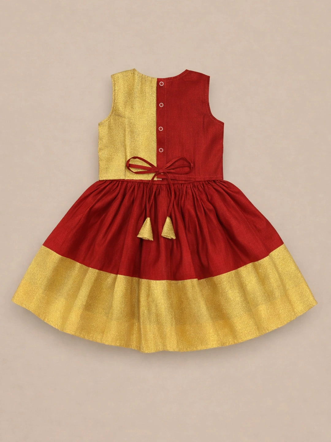 BownBee Sleeveless Chanderi Lehenga Choli With Hairband & Botties Set For Infant Girls- Green