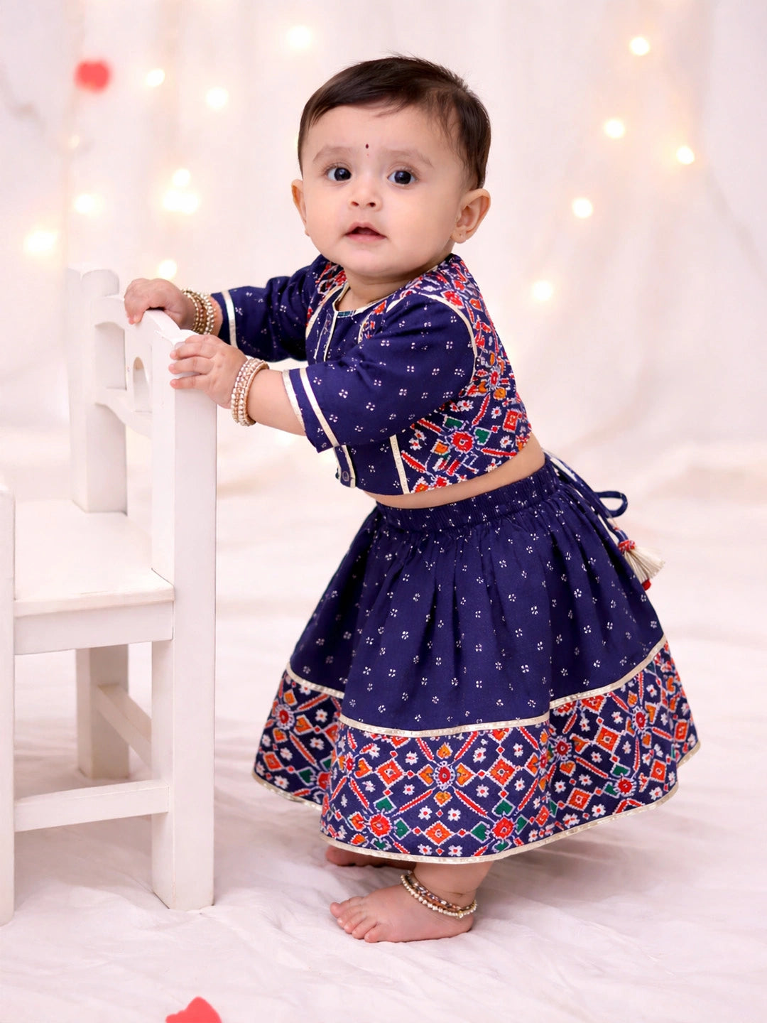 BownBee Festive Lehenga Choli & Dhoti Kurta Sibling Set