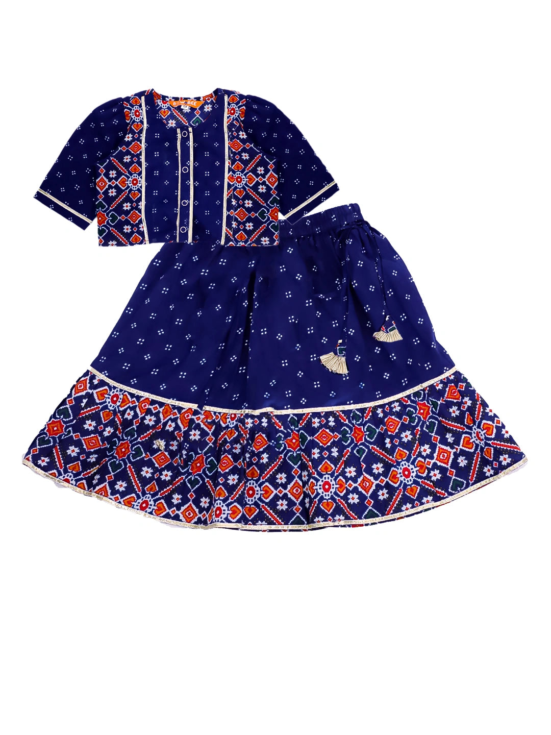 BownBee Patola Printed Lehenga Choli Set For Infant Girls