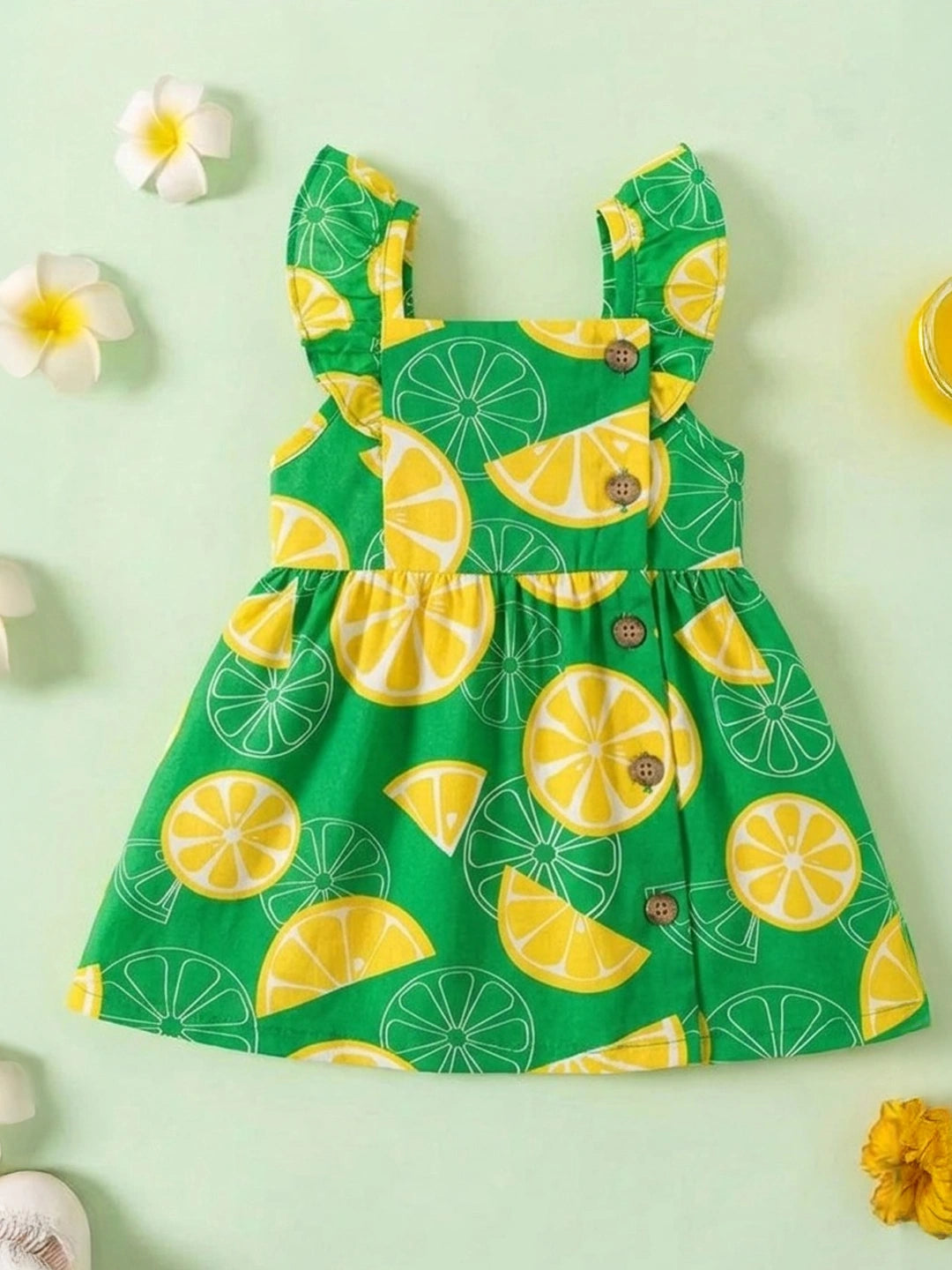 BownBee Summer Printed Dress & Shirt With Shorts Sibling Set