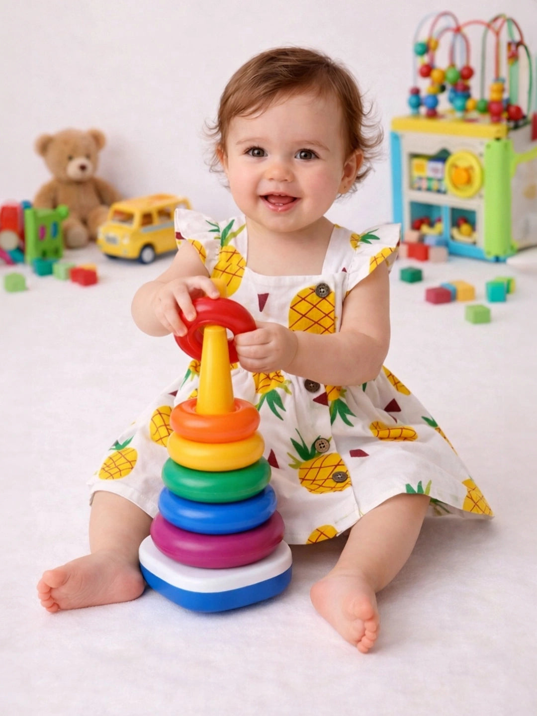 BownBee Summer Printed Dress & Shirt With Shorts Sibling Set