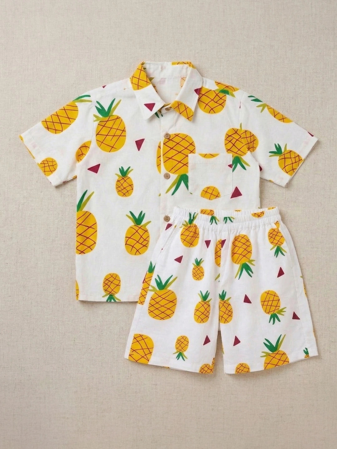 BownBee Summer Printed Short Sleeves Shirts And Shorts Set For Infant Boy