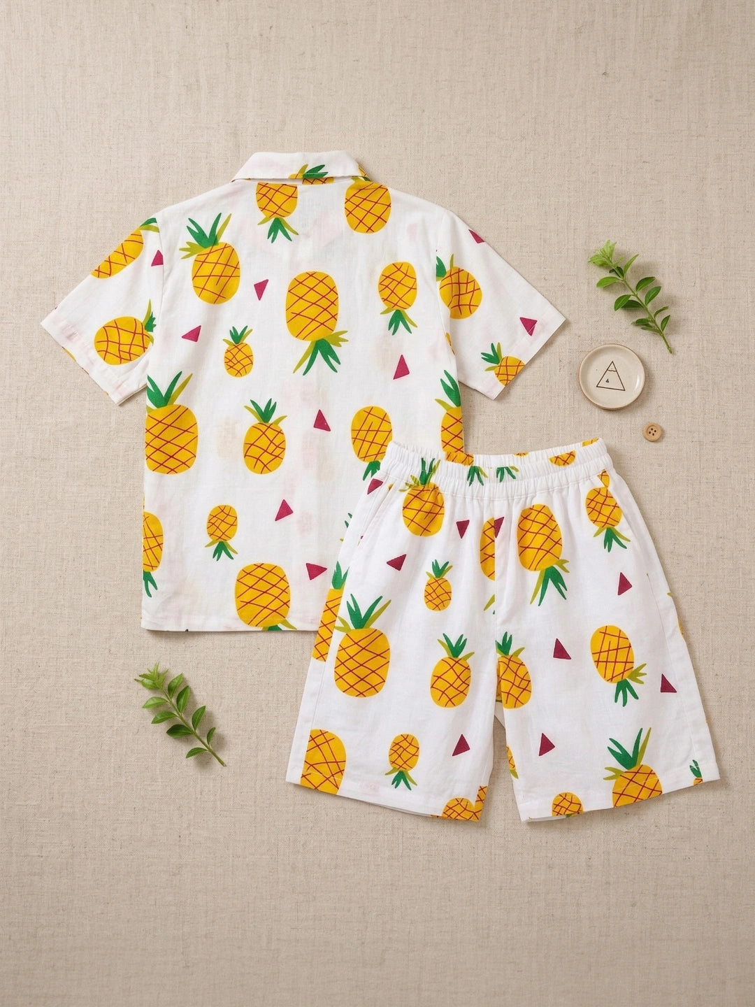 BownBee Summer Printed Short Sleeves Shirts And Shorts Set For Infant Boy