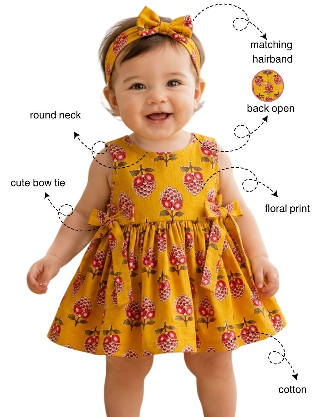 BownBee Summer Printed Dress & Half Sleeve Shirt Sibling Set