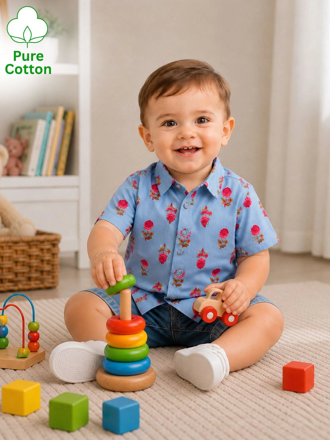BownBee Pure Cotton Half Sleeves Shirt For Infant Boys