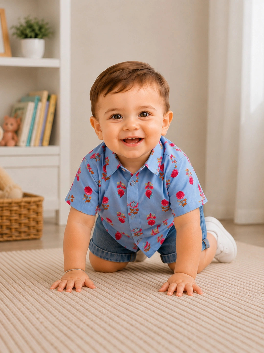 BownBee Pure Cotton Half Sleeves Shirt For Infant Boys