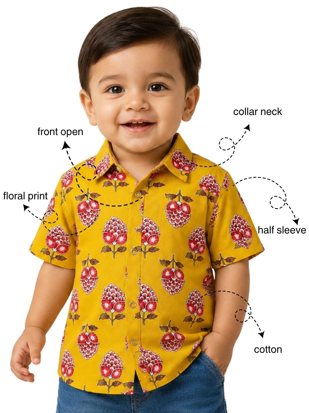 BownBee Summer Printed Dress & Half Sleeve Shirt Sibling Set