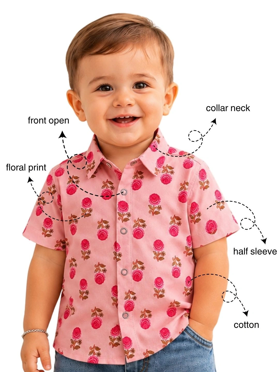 BownBee Pure Cotton Half Sleeves Shirt For Infant Boys