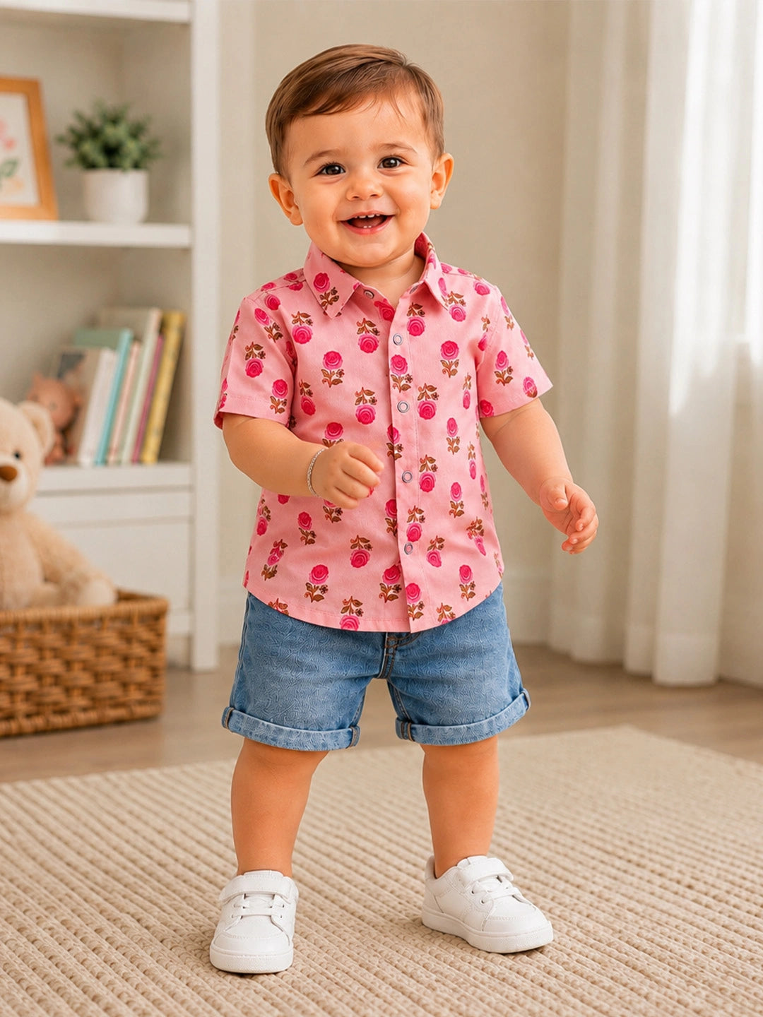 BownBee Pure Cotton Half Sleeves Shirt For Infant Boys