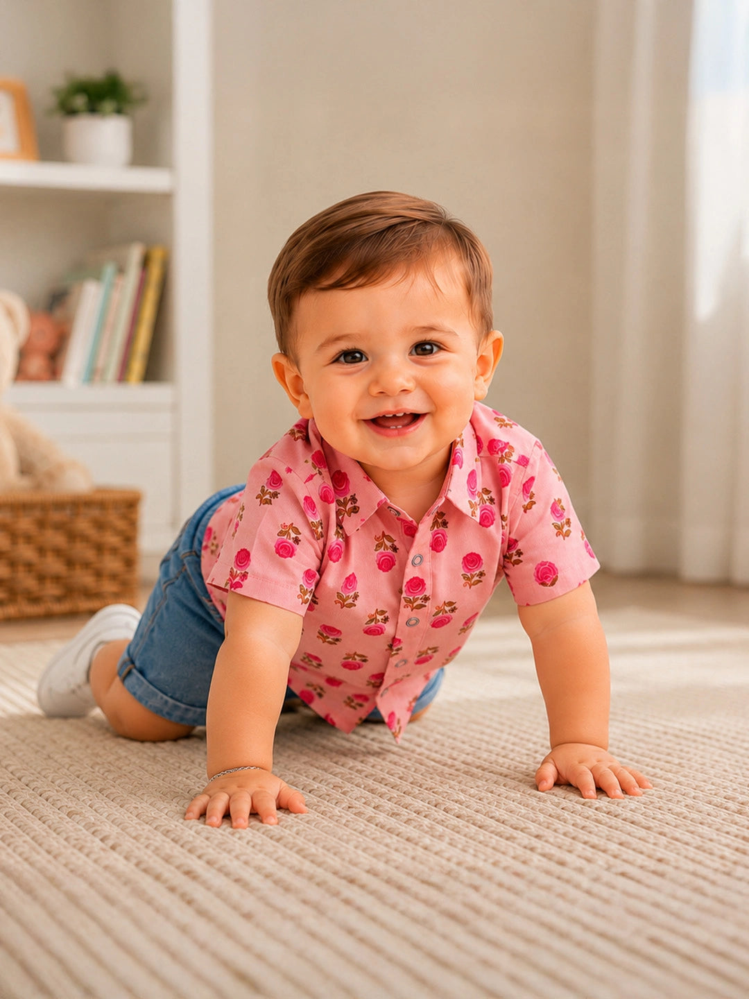 BownBee Pure Cotton Half Sleeves Shirt For Infant Boys