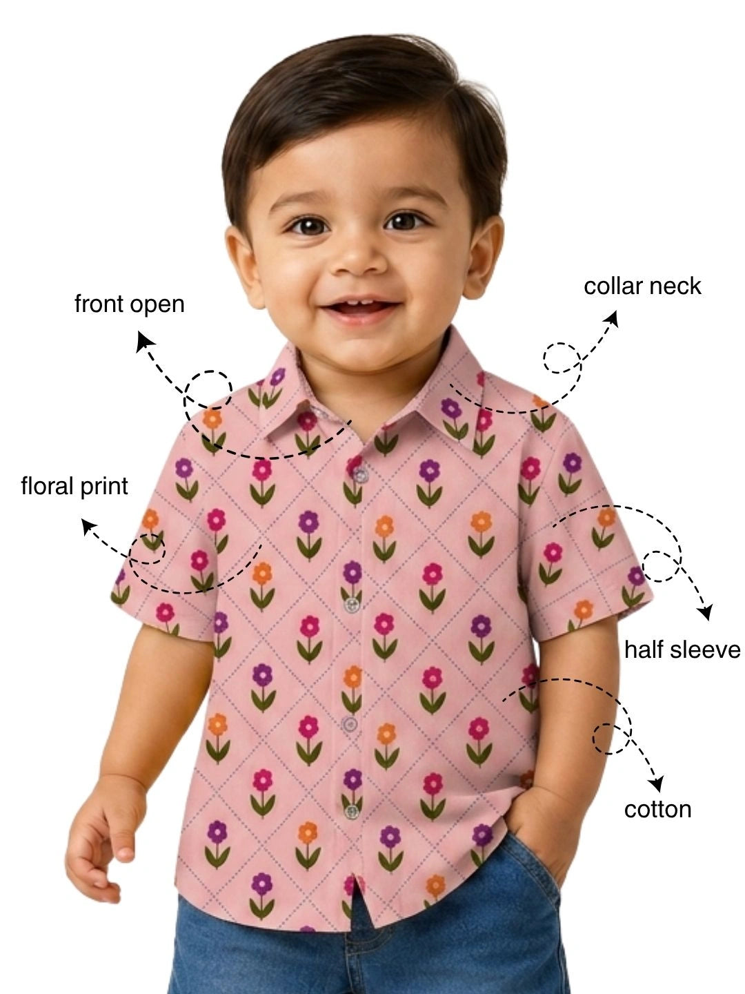 BownBee Summer Printed Dress & Half Sleeve Shirt Sibling Set
