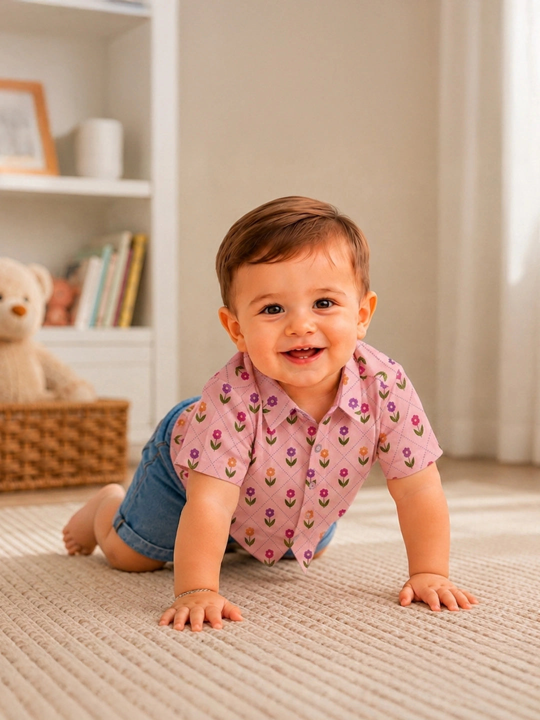 BownBee Pure Cotton Half Sleeves Shirt For Infant Boys