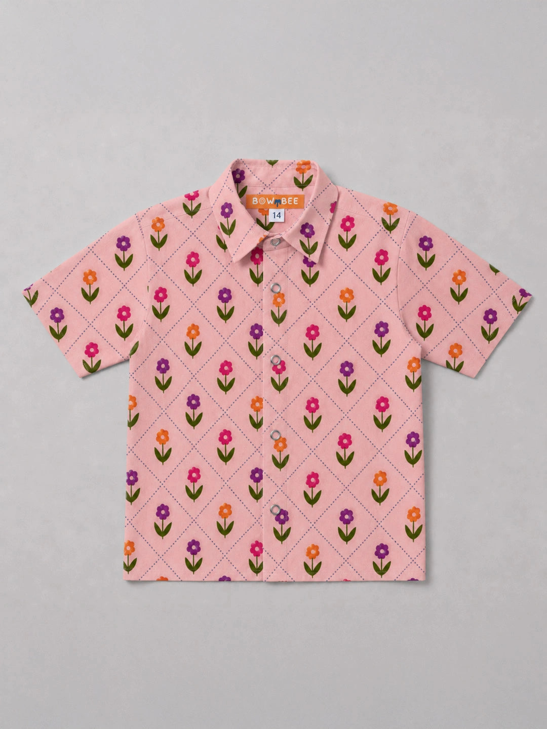 BownBee Summer Printed Dress & Half Sleeve Shirt Sibling Set