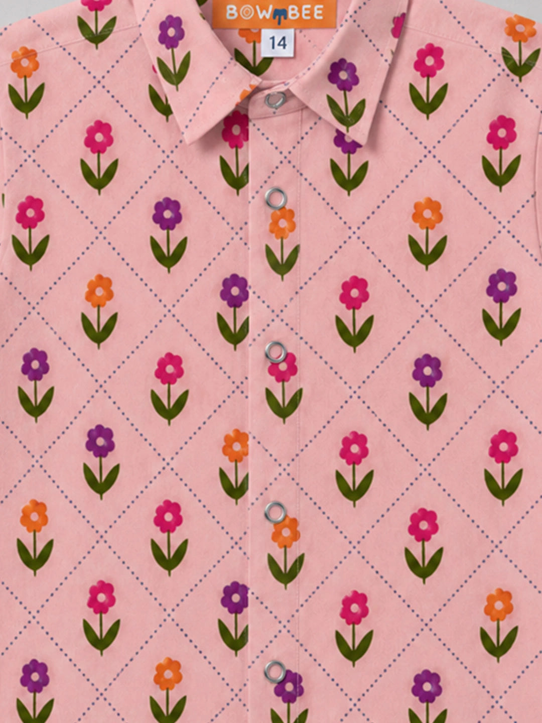 BownBee Summer Printed Dress & Half Sleeve Shirt Sibling Set